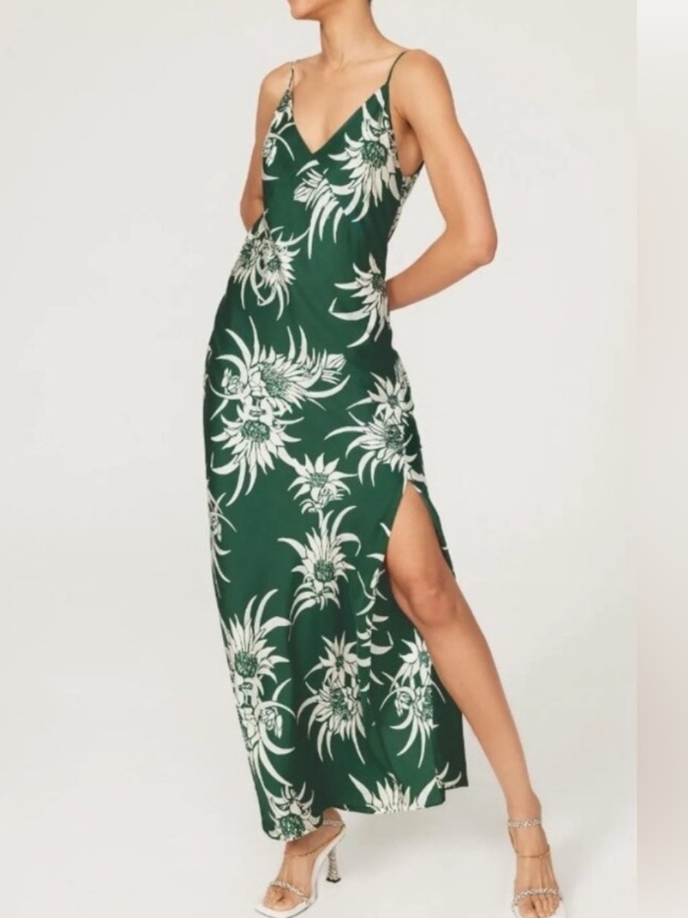 Rag and Bone Larissa Silk Slip Dress in Green Multi Size: 00 - Picture 7 of 16
